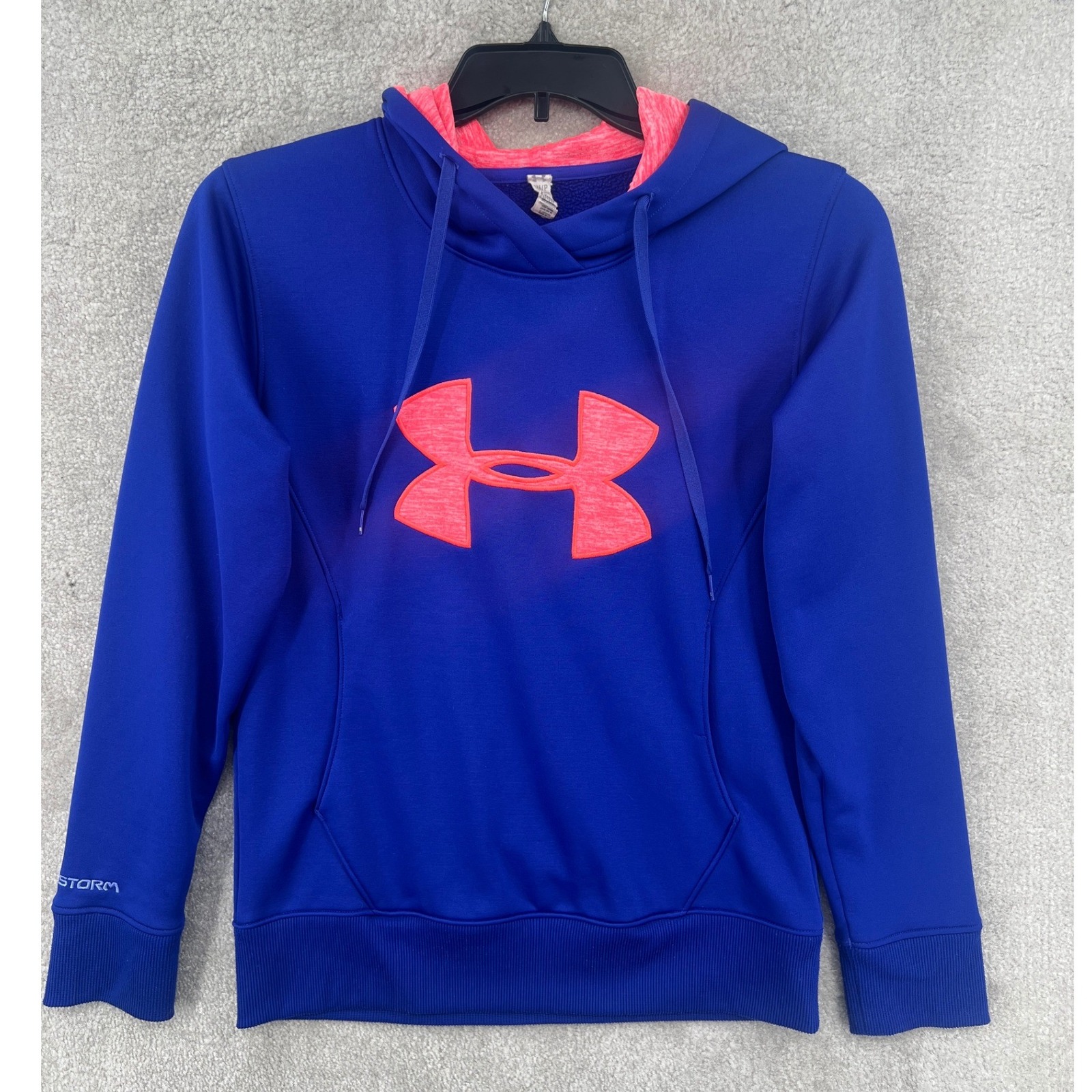 Under Armour Coldgear Storm Hoodie Womens S Purple Neon Pink Logo Pullover
